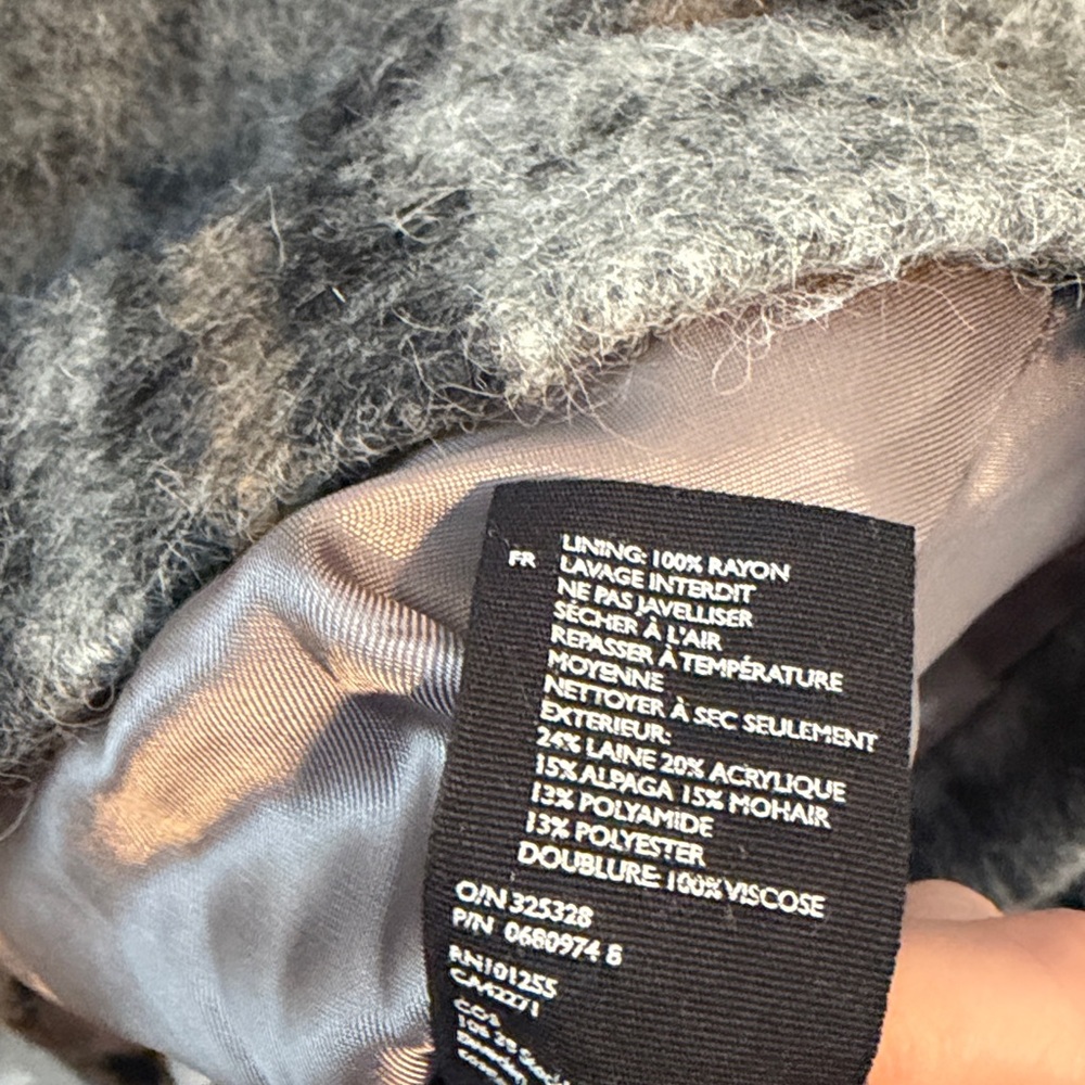 COS Plaid Brushed Mohair Wool Coat Gray Size 6 - Picture 12 of 15